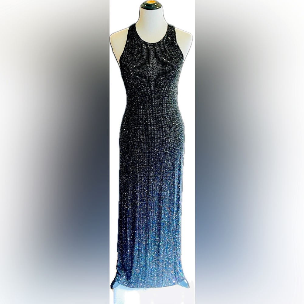 Long dress, black with multicolored sparkles